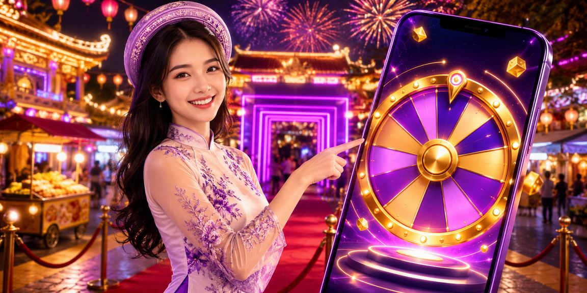 Người chơi tham gia vòng quay may mắn tại chợ đêm Huế – game mới trên 846