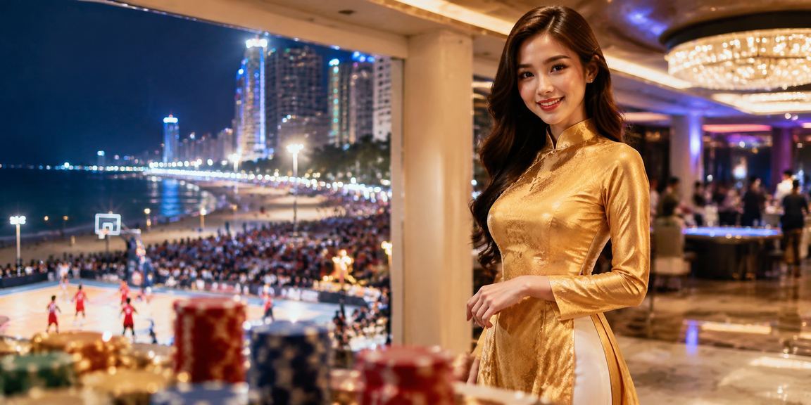 Người mặc áo dài xem cá cược bóng rổ tại Nha Trang – không khí thể thao sôi động miền Trung